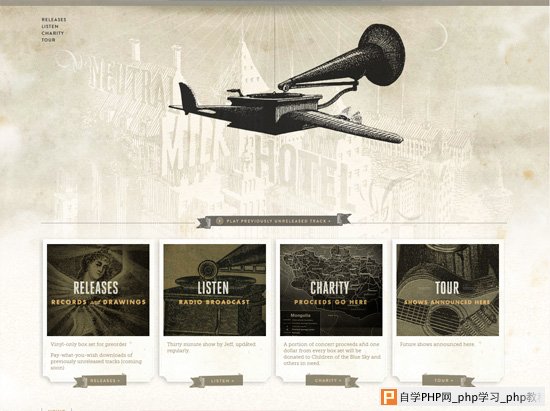 Textured website design example: Neutral Milk Hotel