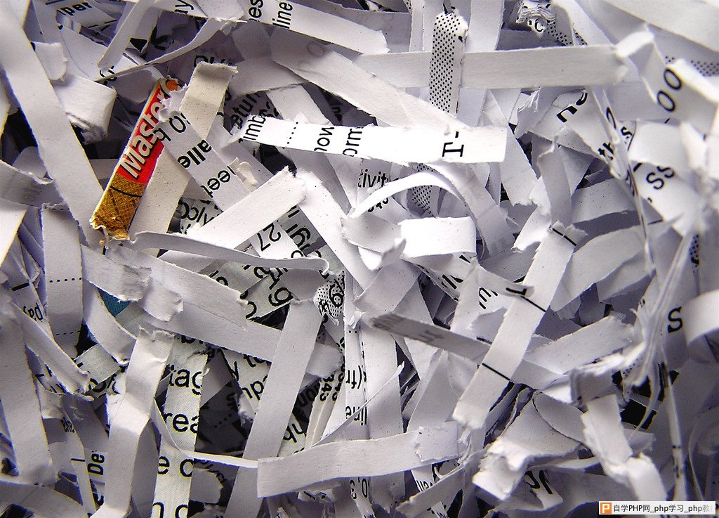 Photograph of shredded paper