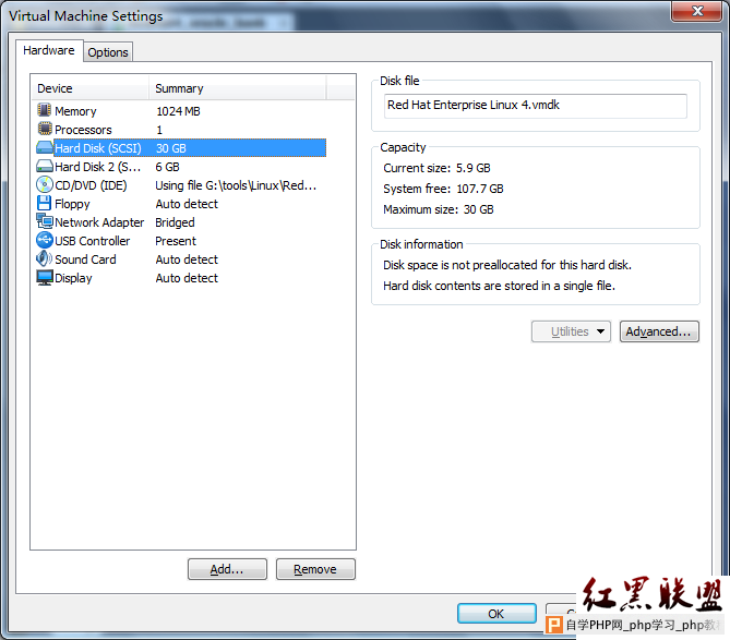 VMware虚拟机RedHat4增加根目录的磁盘空间  - 虚拟机