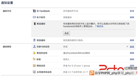 facebook消息通知设置